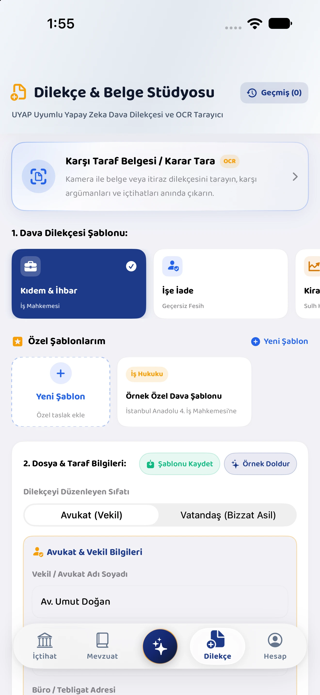 Mecelle Belge ve OCR Analizi Ekranı